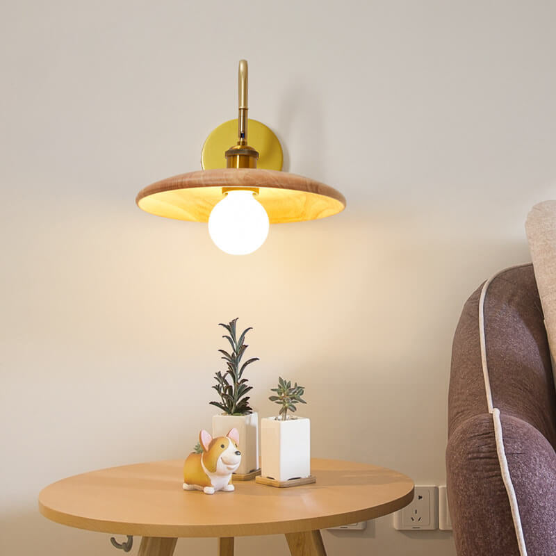 Lámpara de Aplique de Pared de 1 Luz con Bandeja Japonesa de Madera Moderna 