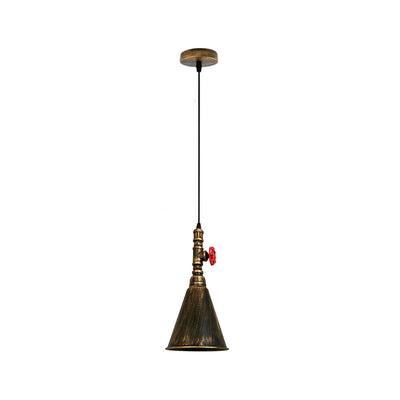 Vintage Industrial Iron Cone Water Pipe 1-Light Pendant Light