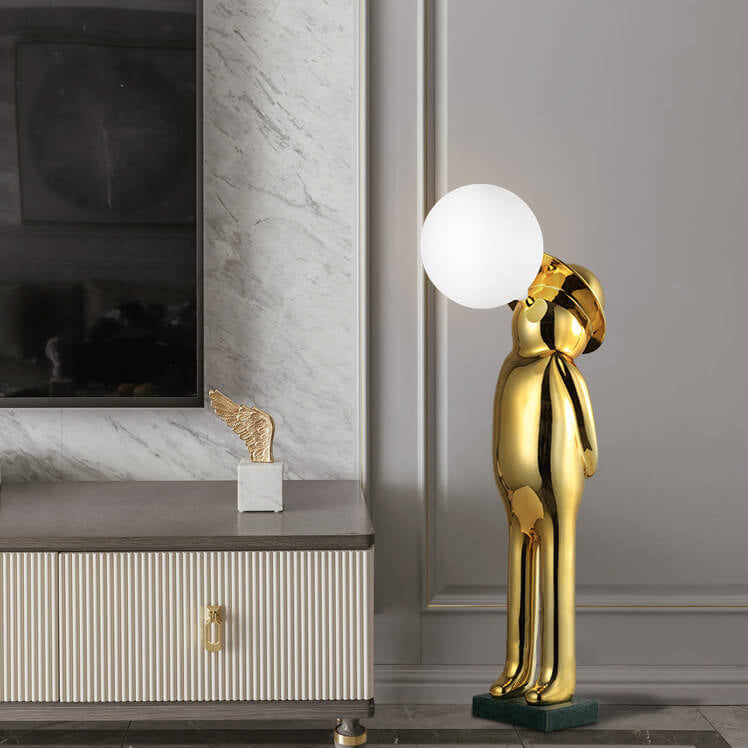Modern Creative Human Sculpture Fiberglass Resin 1-Light Standing Floor Lamp