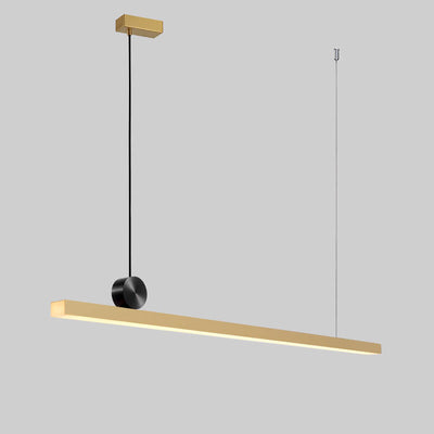 Nordic Minimalist Geometric Long LED Brass Chandelier