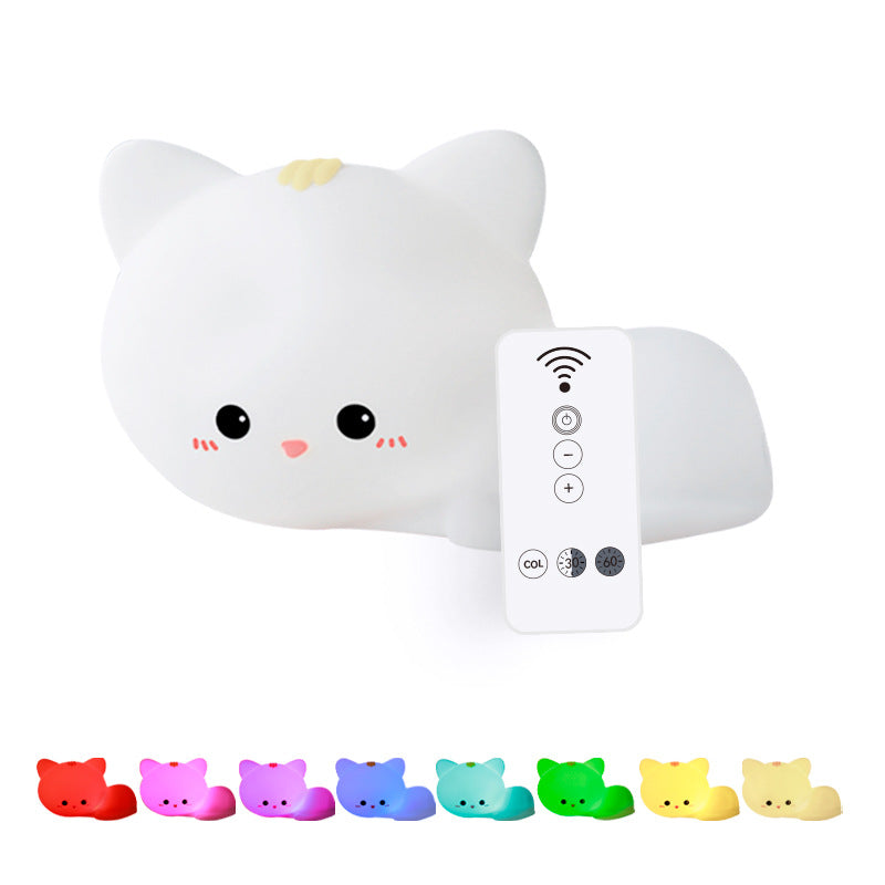 Modern Creative Cat Silicone Pat Remote Control LED Night Light Table Lamp