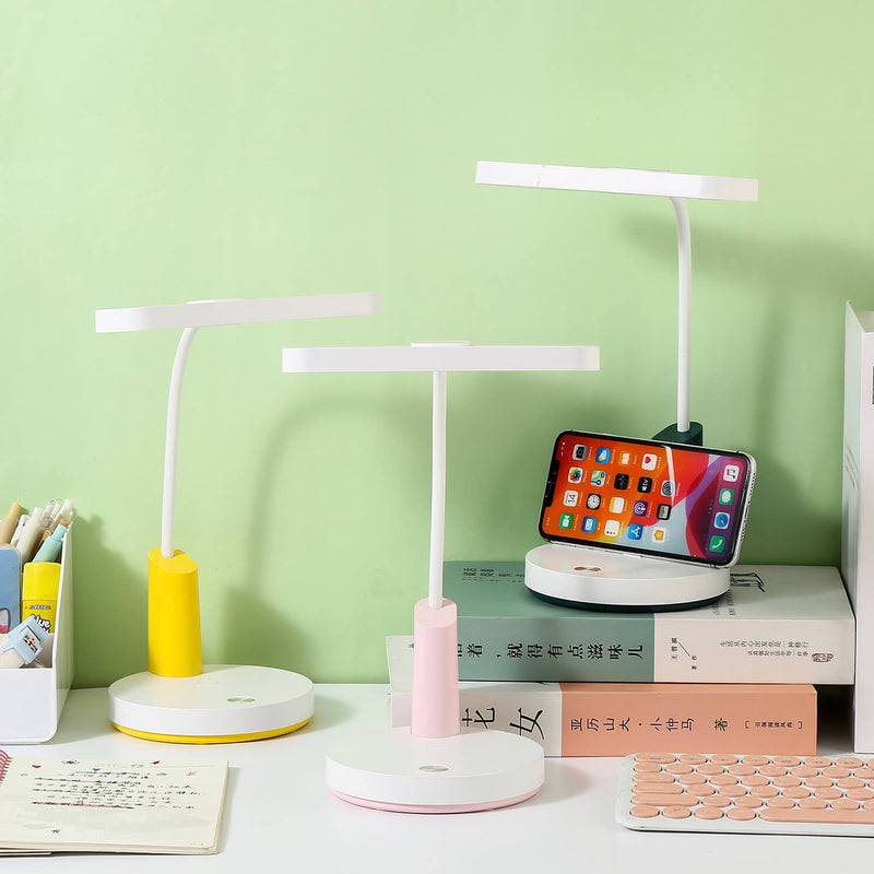 Simple Long Shade Round Base Touch Charging LED Desk Lamp