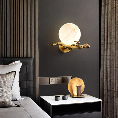 Creative Luxury Brass Lucite Tree Branch 1-Light Wall Sconce Lamp