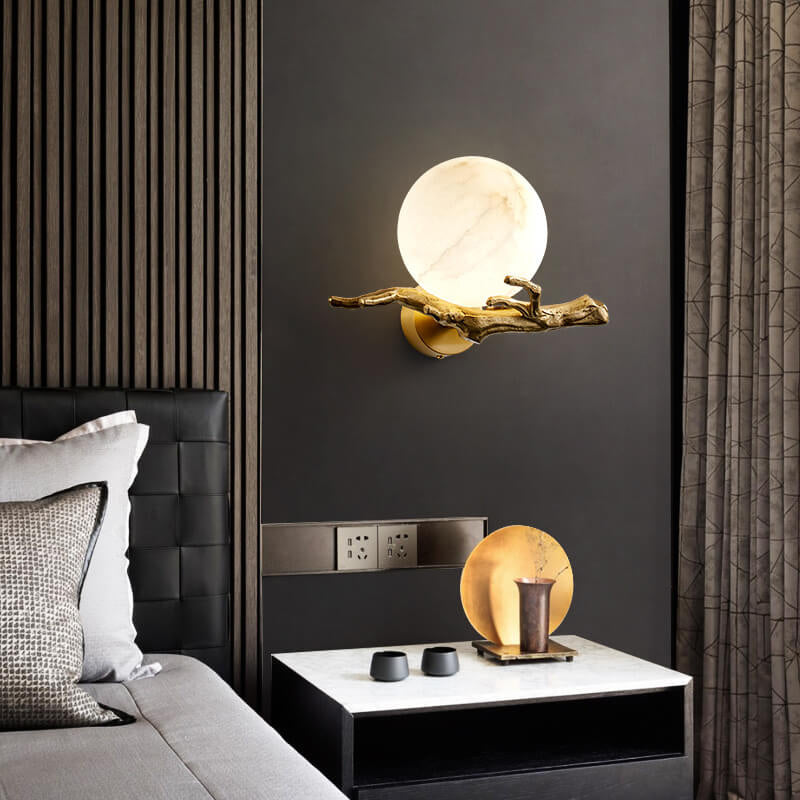 Creative Luxury Brass Lucite Tree Branch 1-Light Wall Sconce Lamp