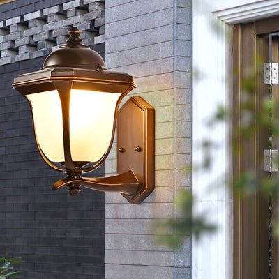 Europäischer Aluminiumglas-Strohhut-wasserdichter Patio im Freien 1-Licht-Wand-Leuchter-Lampe