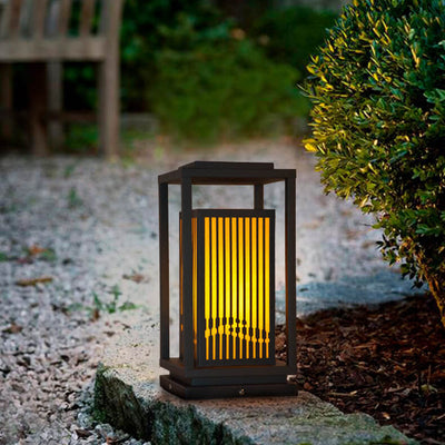 Modern Chinese Square Cage Outdoor Waterproof 1-Light Lawn Path Light