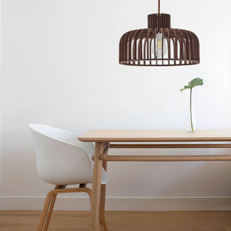 Nordic Vintage Basswood Oval Geometrie 1-Licht Pendelleuchte 