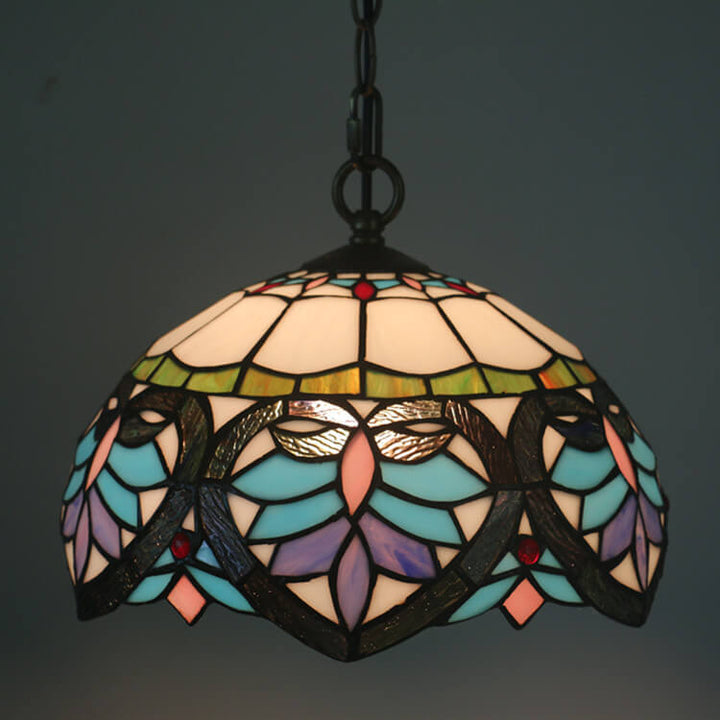 Europäische Tiffany Flora Buntglas 1-flammige Pendelleuchte 