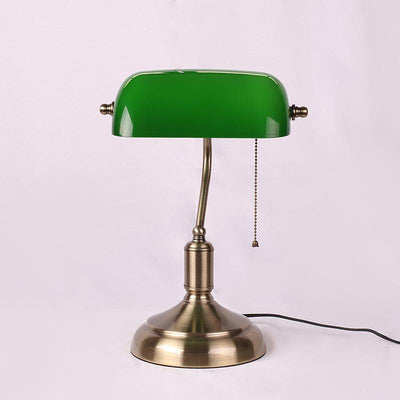 Retro Green Glass 1-Light LED Zipper Switch Table Lamp