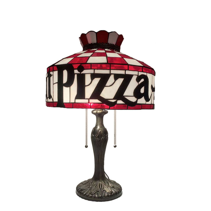 Tiffany Pizza Stained Glass Cone 1-Light Table Lamp