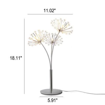 Nordic Creative Dandelion Crystal Bead Iron  3-Light Table Lamp