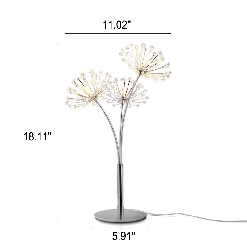 Nordic Creative Dandelion Crystal Bead Iron  3-Light Table Lamp