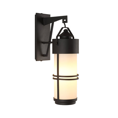 Retro Outdoor Glass Column Stripes Waterproof 1-Light Wall Sconce Lamp