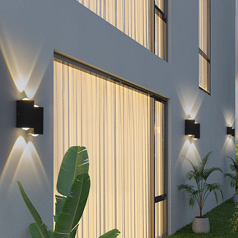 Modern Creative Square Geometric Luminous Outdoor Waterproof LED Wall Sconce Lamp