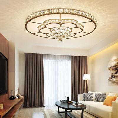 Modern Light Luxury Round Crystal LED Flush Mount Ceiling Light