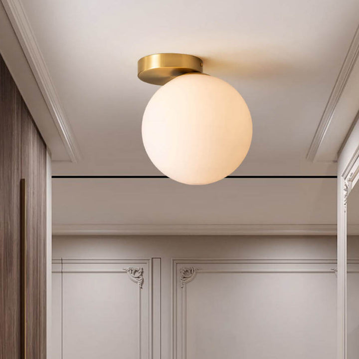 Nordischer minimalistischer weißer Orb aus Metall und Glas LED-Deckenleuchte 