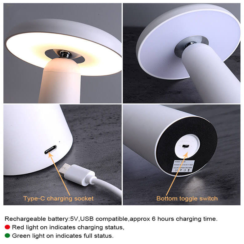 مصباح طاولة LED ليلي USB دوار على شكل صحن طائر إبداعي نوردي 