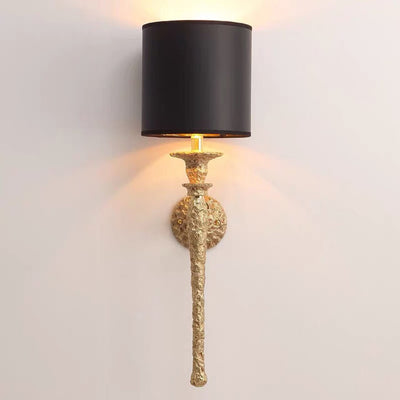 French Luxury Fabric Brass Long Strip Light Arm 1-Light Wall Sconce Lamp