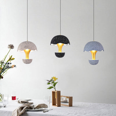 Modern Creative Round Eggshell Hardware Cement LED Pendant Light