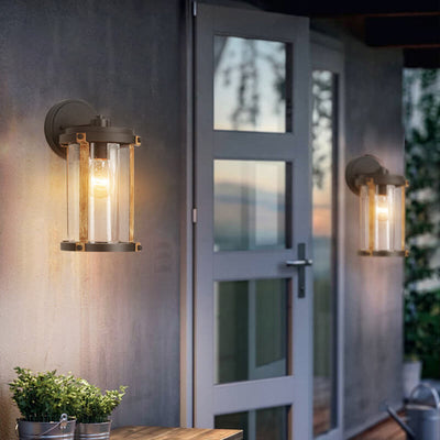 Industrial Waterproof Cylindrical Aluminum Alloy Glass 1-Light Outdoor Wall Lamp