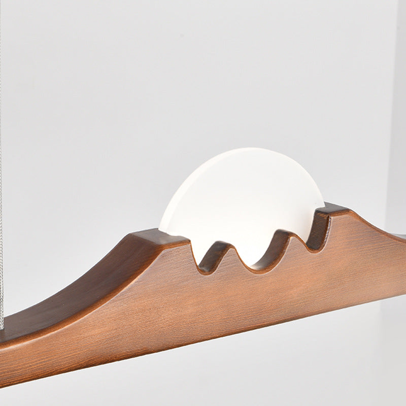 Nordic Retro Schwarz Walnuss Massivholz Langstreifen LED Insel Licht Kronleuchter 