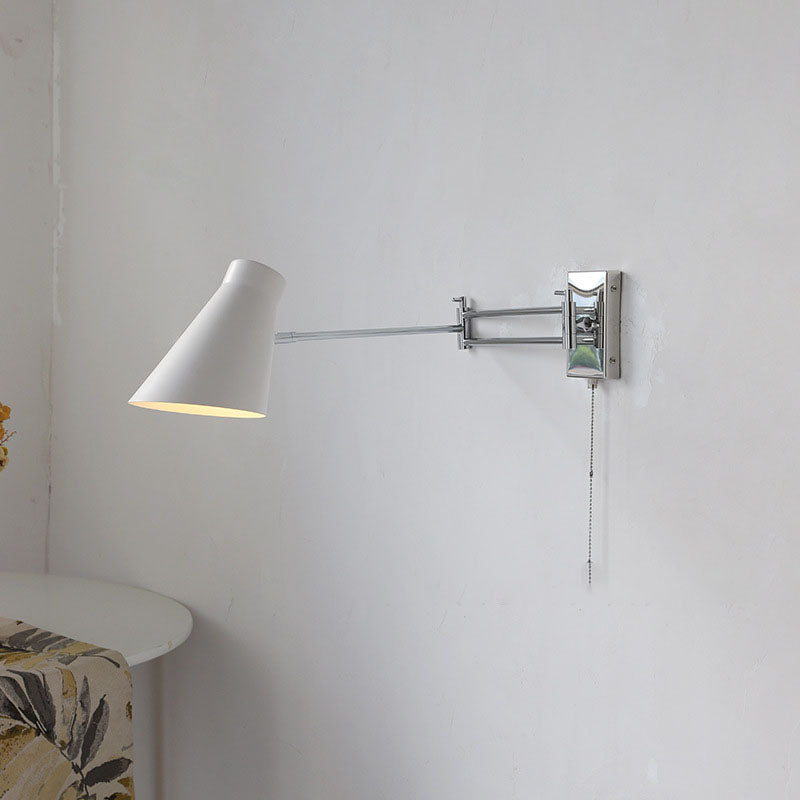 Applique murale à 1 lumière avec abat-jour conique nordique en fer rotatif 
