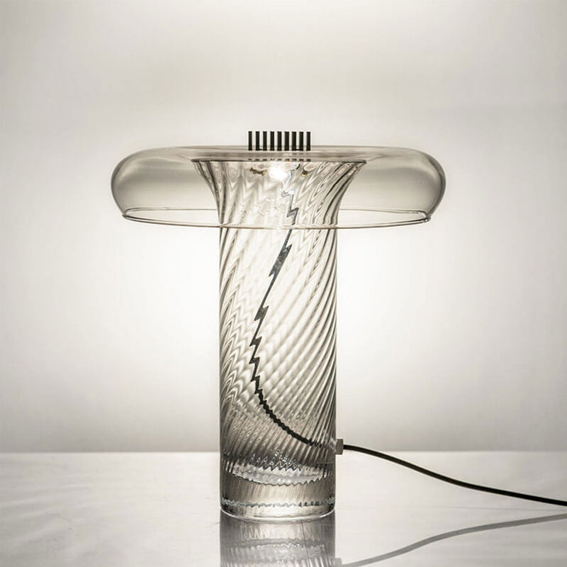 Nordic Luxury Floral Clear Glass Column LED Table Lamp