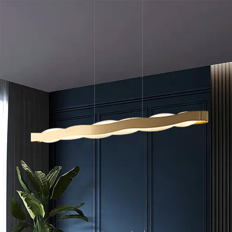 Moderne Luxus Edelstahl Langstab Acryl LED Kronleuchter 