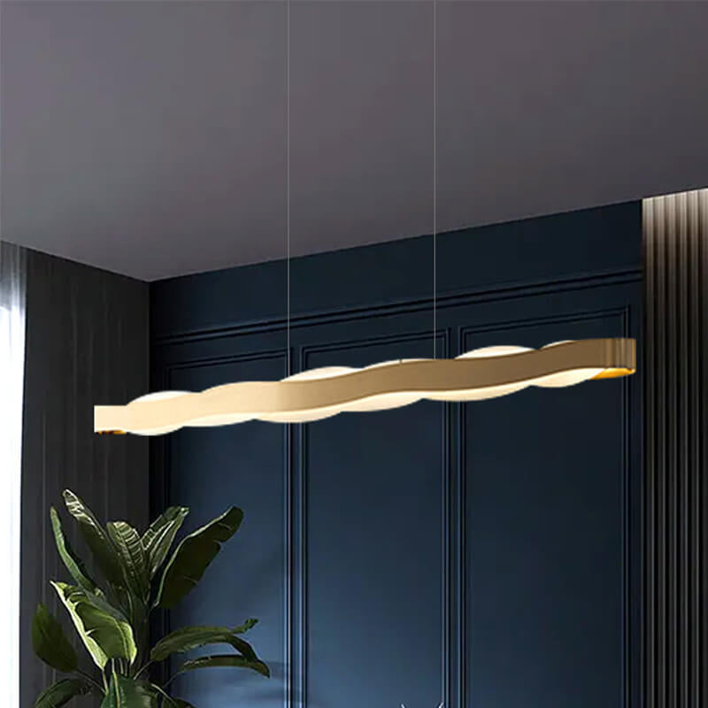 Modern Luxury Stainless Steel Long Bar Acrylic LED Chandelier