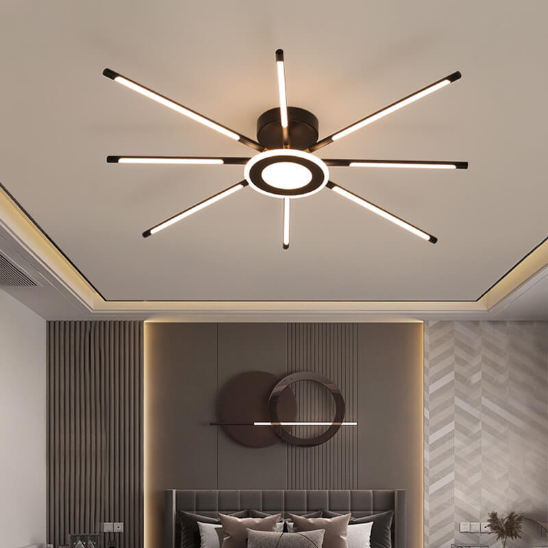 Modern Creative Strip Fireworks LED Semi- Flush Mount Ceiling Light