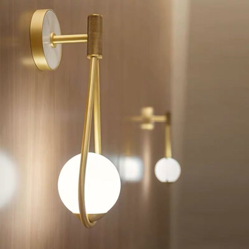 Modern Luxury Teardrop Round Ball Iron Glass 1-Light Wall Sconce Lamp