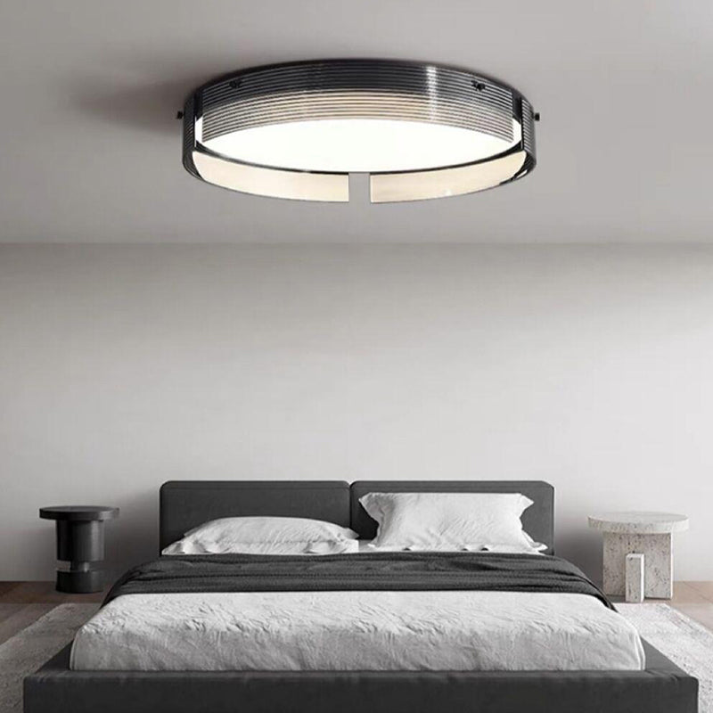 Modern Simplicity Acrylic Circle Ring Shade Glass LED Flush Mount Ceiling Light For Living Room