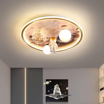 Cartoon Childlike Creative Spaceman Design LED Flush Mount Light