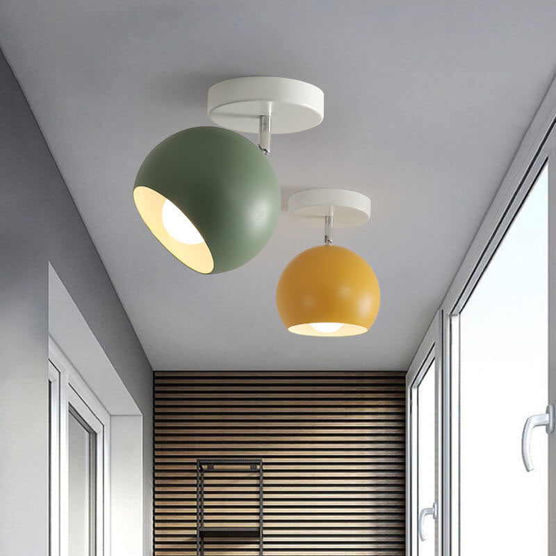 Nordic Macaron Dome 1-Light Semi-Flush Mount Ceiling Light