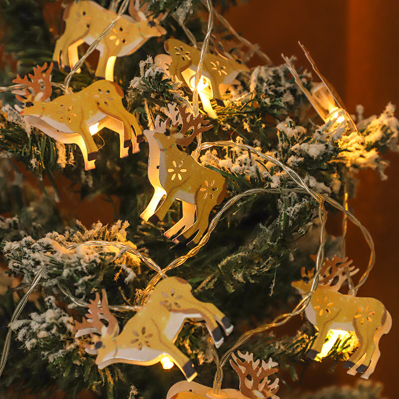 Guirlande lumineuse décorative de Noël Peinte cloches élan Boîte à piles LED Guirlande lumineuse 