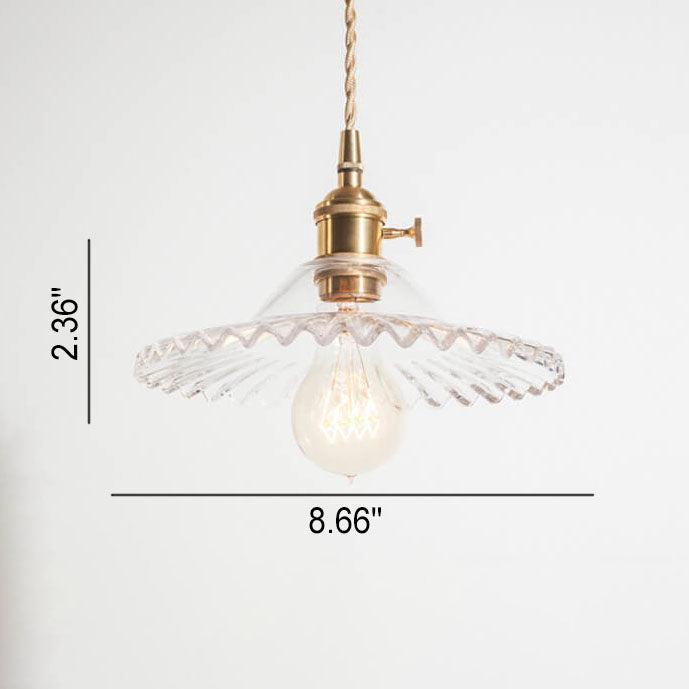 European Vintage Rustic Glass Copper 1-Light Pendant Light