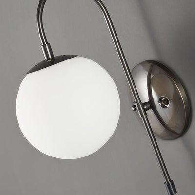 Lustre nordique en verre boule ronde bras plié en cuivre applique murale 1 lumière 