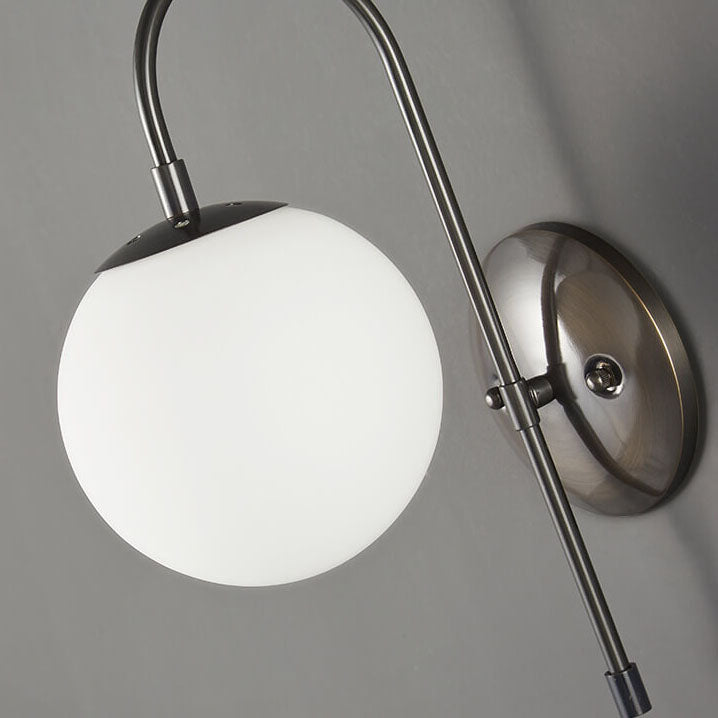 Lustre nordique en verre boule ronde bras plié en cuivre applique murale 1 lumière 