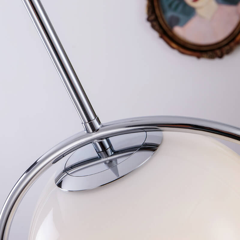 Modern Minimalist Gradient Iron Glass Orb Chrome Ring 1-Light Pendant Light for Living Room