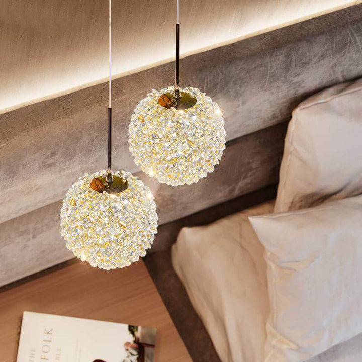 Moderne goldene Glamour-Kristallkugel-Schirm 1-Licht-Pendelleuchte 