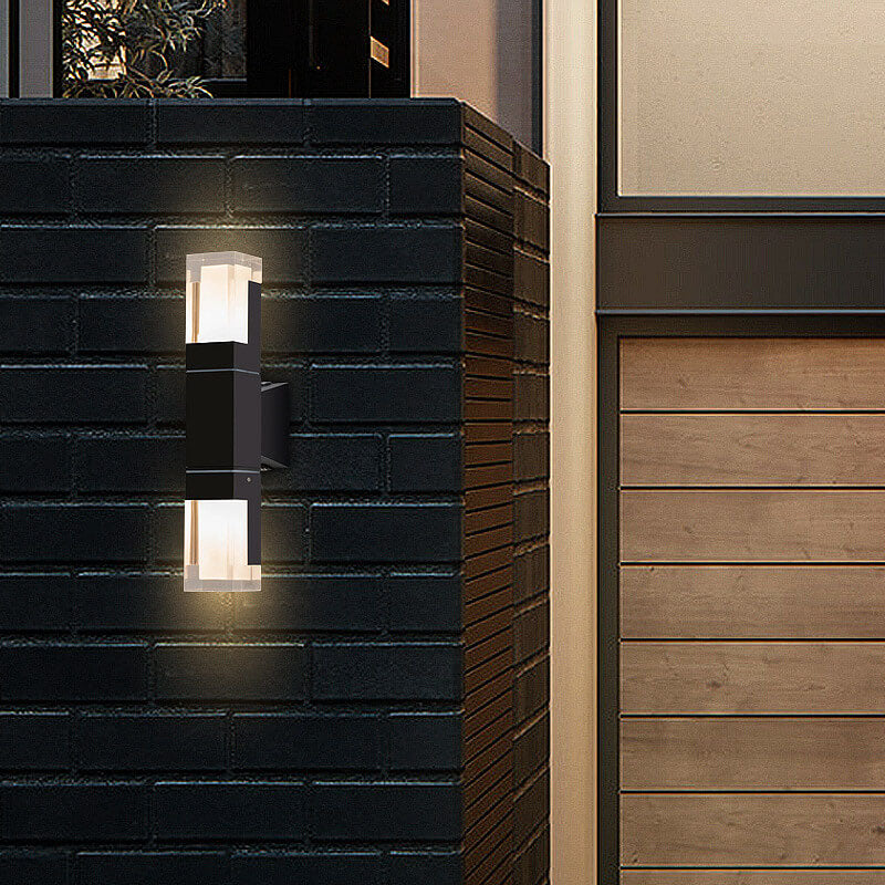 Pantalla de lámpara de acrílico moderna para exteriores impermeable con lámpara de pared LED de una y dos cabezas 