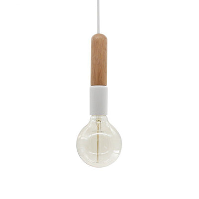 Nordic Minimalist Solid Wood Cylinder Top 1-Light Pendant Light