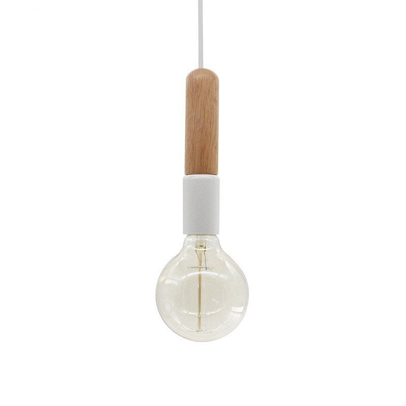 Nordic Minimalist Solid Wood Cylinder Top 1-Light Pendant Light