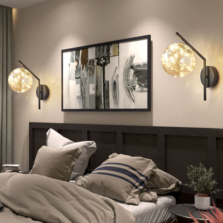 Traditionelle europäische Wandleuchte mit vollem Stern aus Eisen und Glas mit LED-Lichtkugel für Wohnzimmer und Schlafzimmer 