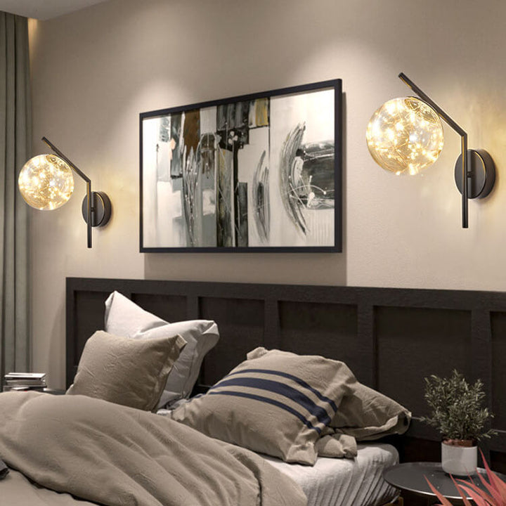Traditionelle europäische Wandleuchte mit vollem Stern aus Eisen und Glas mit LED-Lichtkugel für Wohnzimmer und Schlafzimmer 