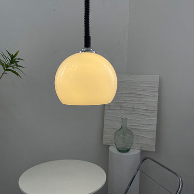 Modern Retro Round Head Retractable Glass 1-Light Pendant Light