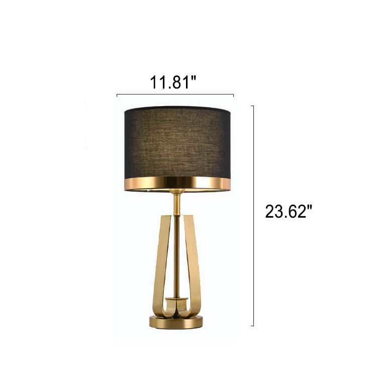 Modern Luxury Black Fabric Gold Geometric Base 1-Light Table Lamp