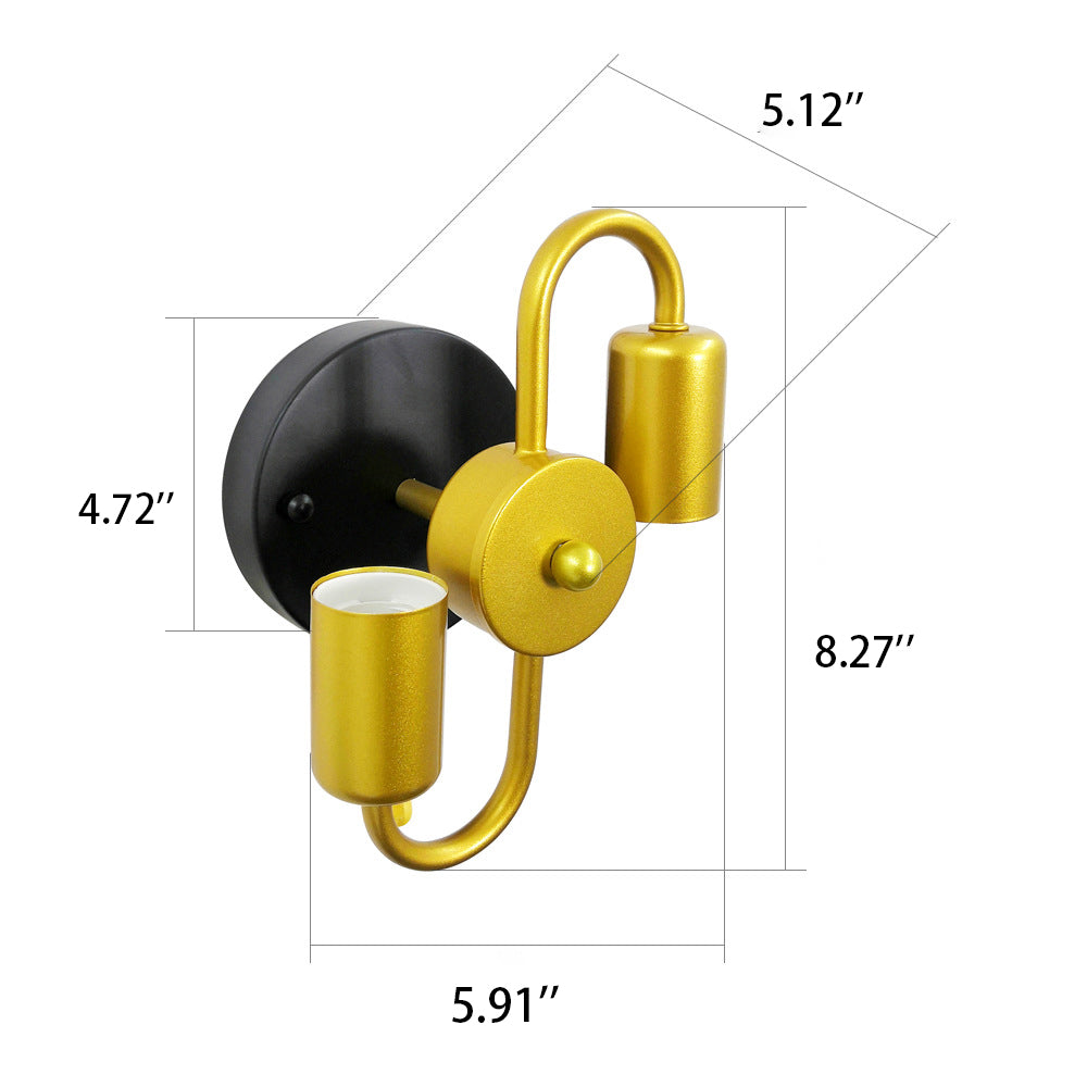 Lámpara de Aplique de Pared de 2 Luces Simétrica Creativa de Hierro Industrial Contemporáneo 