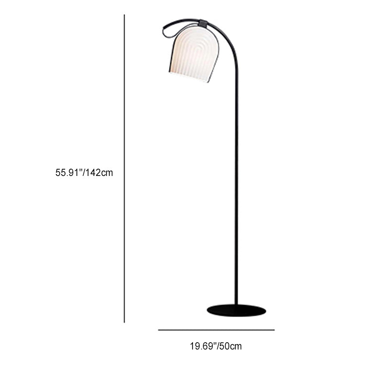 Modern Minimalist Cylindrical Curved Rod Hardware Resin 1-Light Standing Floor Lamp For Bedroom