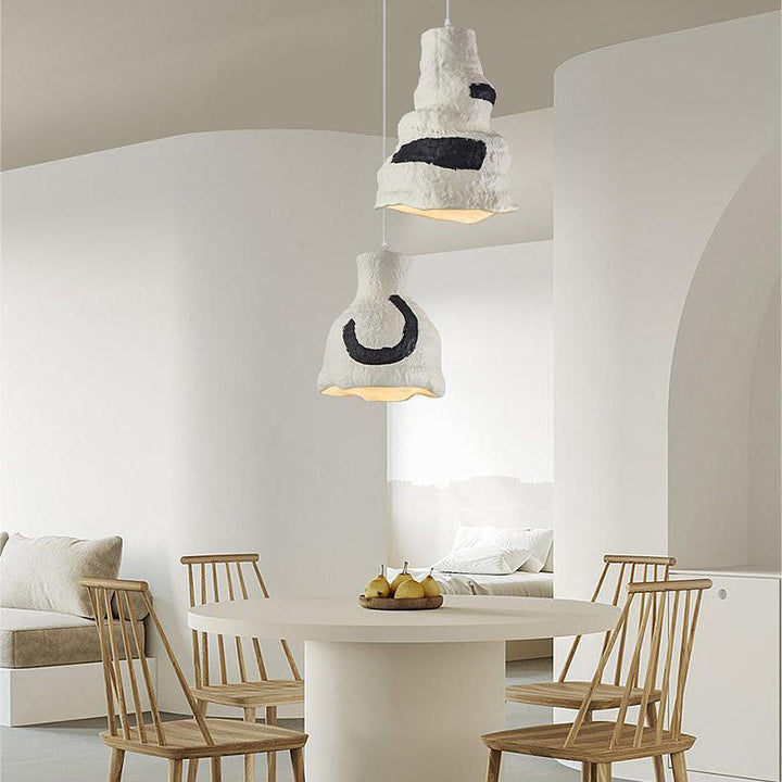 Lampe suspendue japonaise à 1 lumière Wabi-sabi blanc pur 
